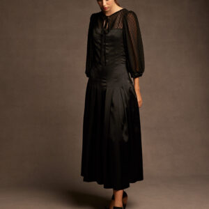 Vestido Antonella midi negro de satén de seda